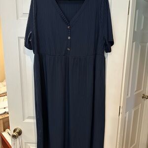 Emery Rose  Navy Button-Down Midi Dress
